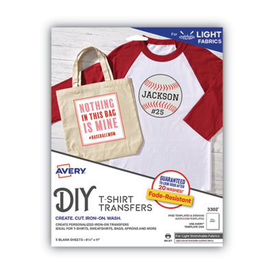 Fabric Transfers, 8.5 x 11, White, 5/Pack